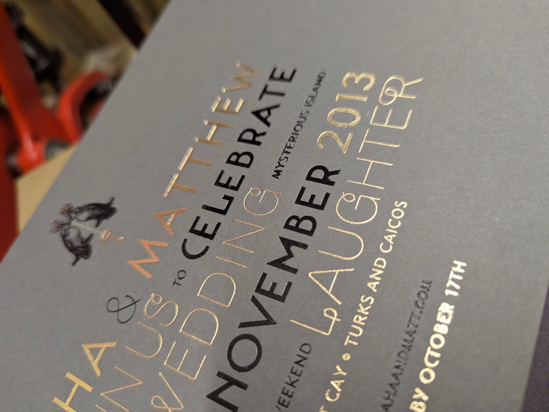 Luxury wedding invitation print two colour foil in grey colourplan 450gsm by The Gilded Press