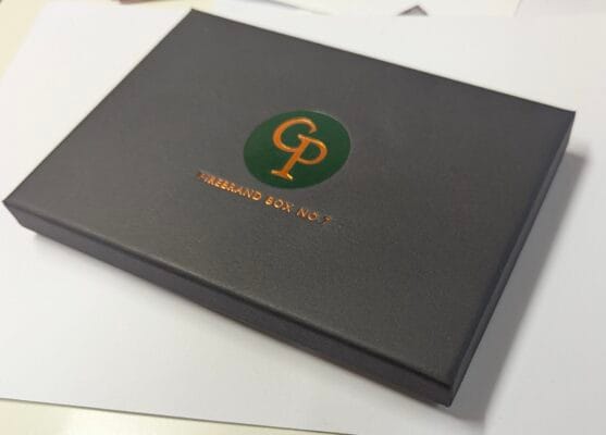 A Personalised Luxury Gift Box Hot Foil Stamped by The Gilded Press